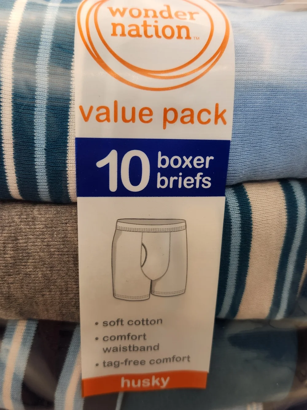 wonder nation Boys' Boxer Briefs Pack - Blue, Light Blue, Navy, Gray